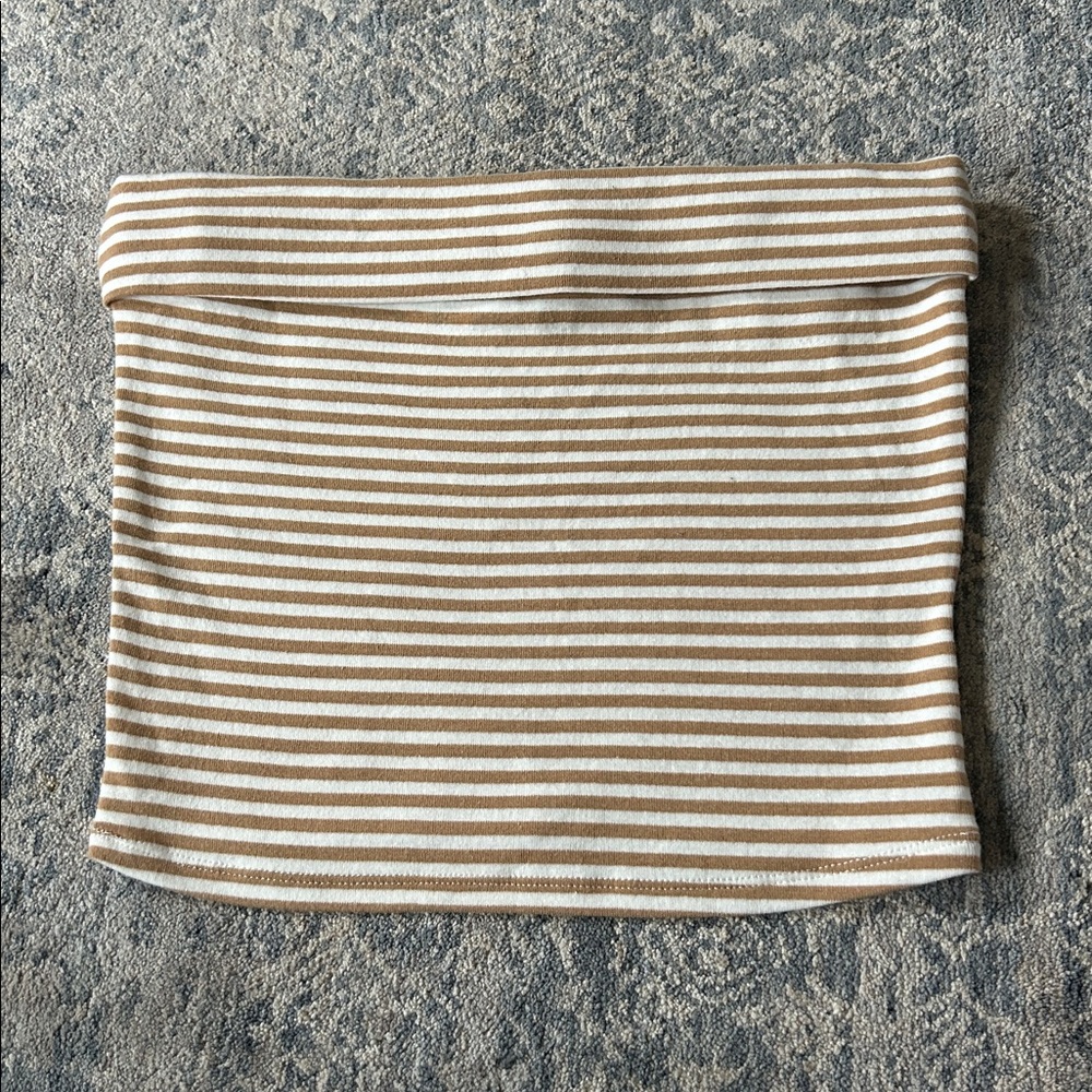 The Workshop Tan and White Striped Tube Top